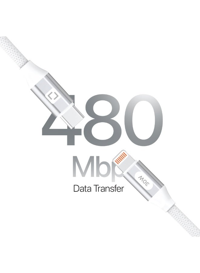 Lycka P Cord XTRA30 30W USB-C to Lightning Fast Charging & Data Sync Cable (2-Meter, White) - Image 4